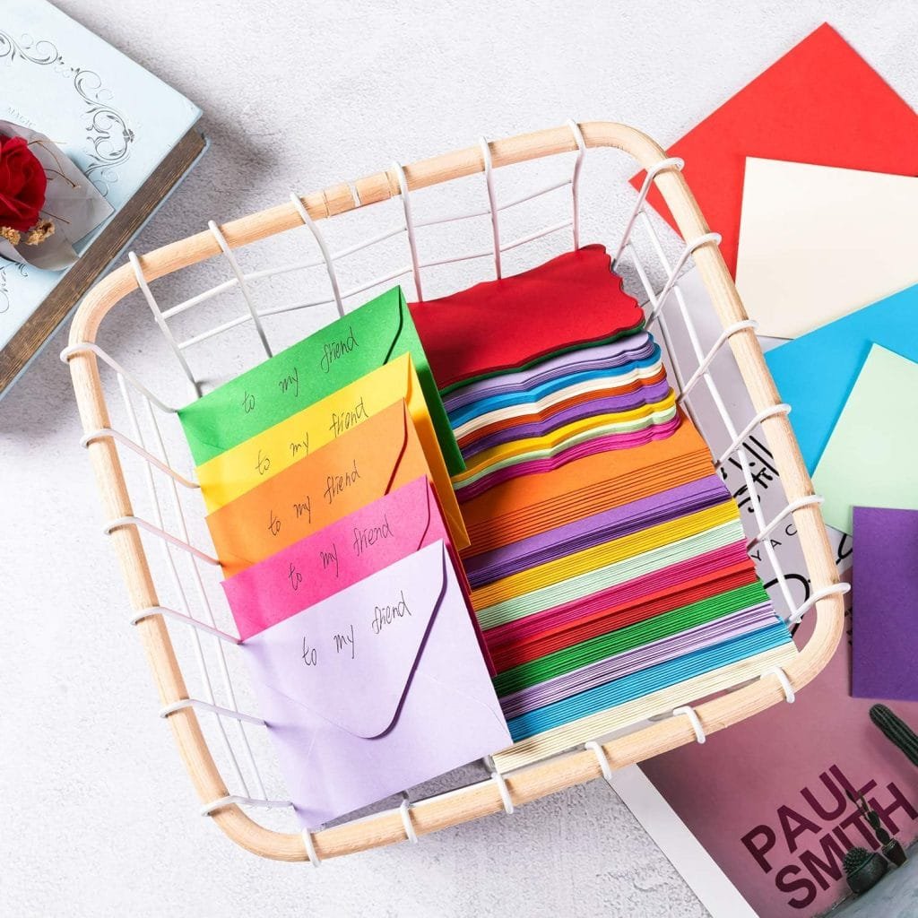 100-Pack Mini Envelopes with Colorful Blank Note Cards - Journal Mart
