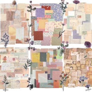 Vintage Journal Scrapbook Paper Kit – Aesthetic Junk Journaling Supplies with Floral Stickers for Scrapbooking, Planners & DIY Crafts